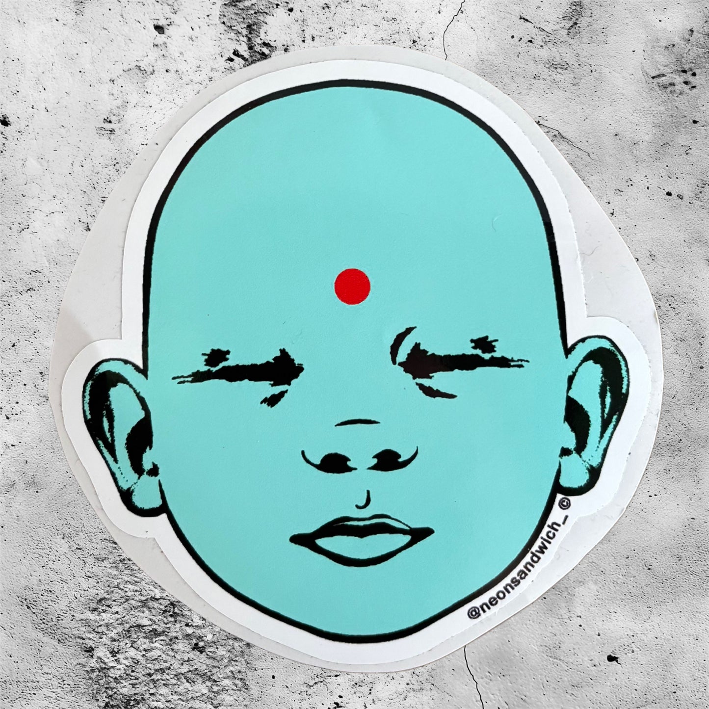 Blauer Baby-Buddha-Aufkleber, 12 cm