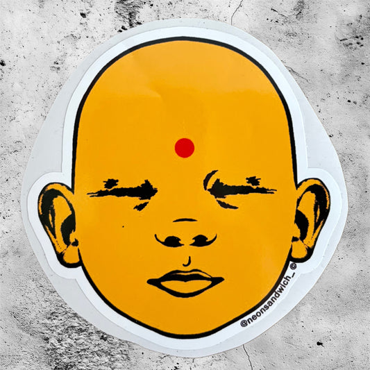 Yellow Baby Buddha Sticker 12cm