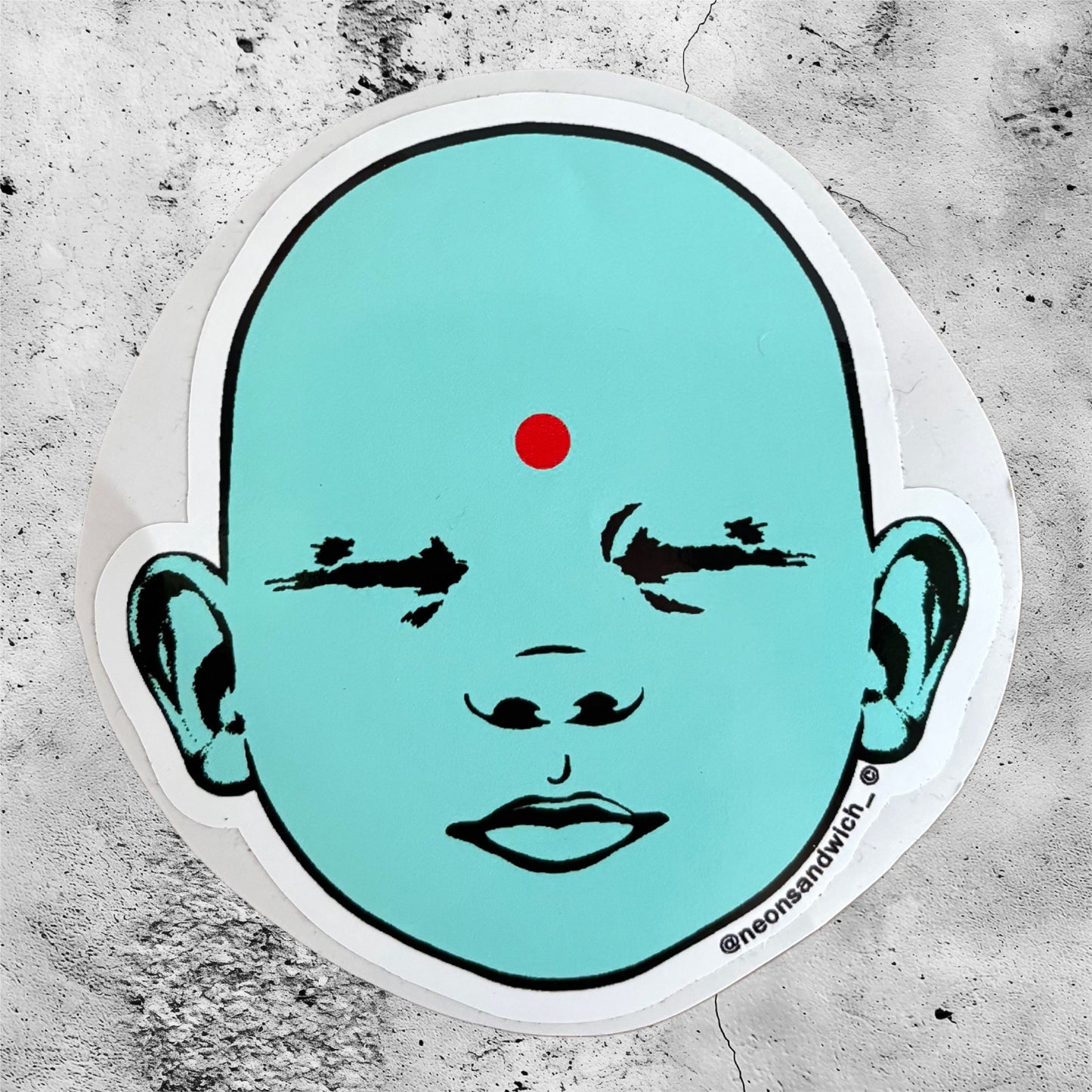 Blue Baby Buddha Sticker 12cm