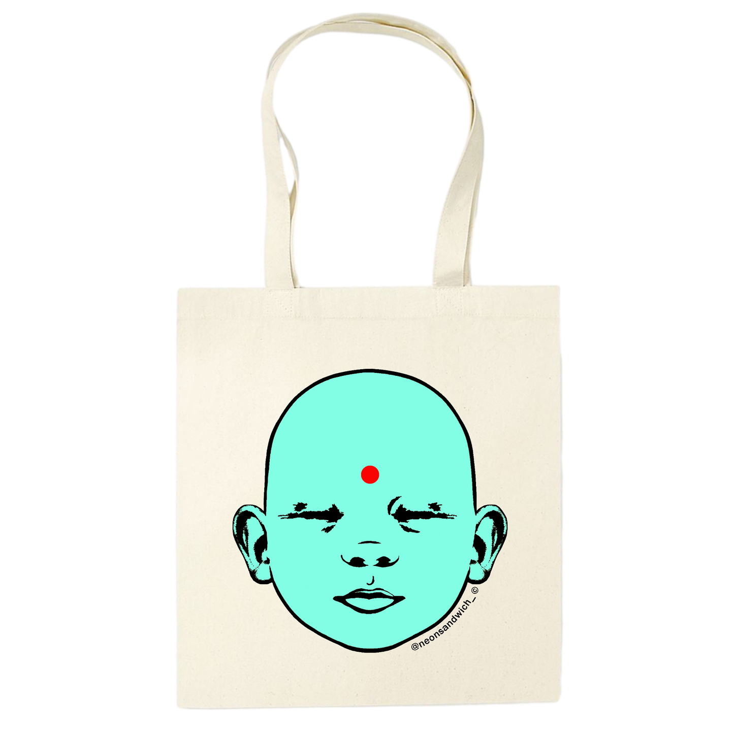 Blue Baby Buddha Tote Bag Natural