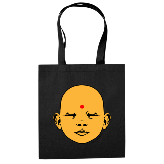 Yellow Baby Buddha Tote Bag Black