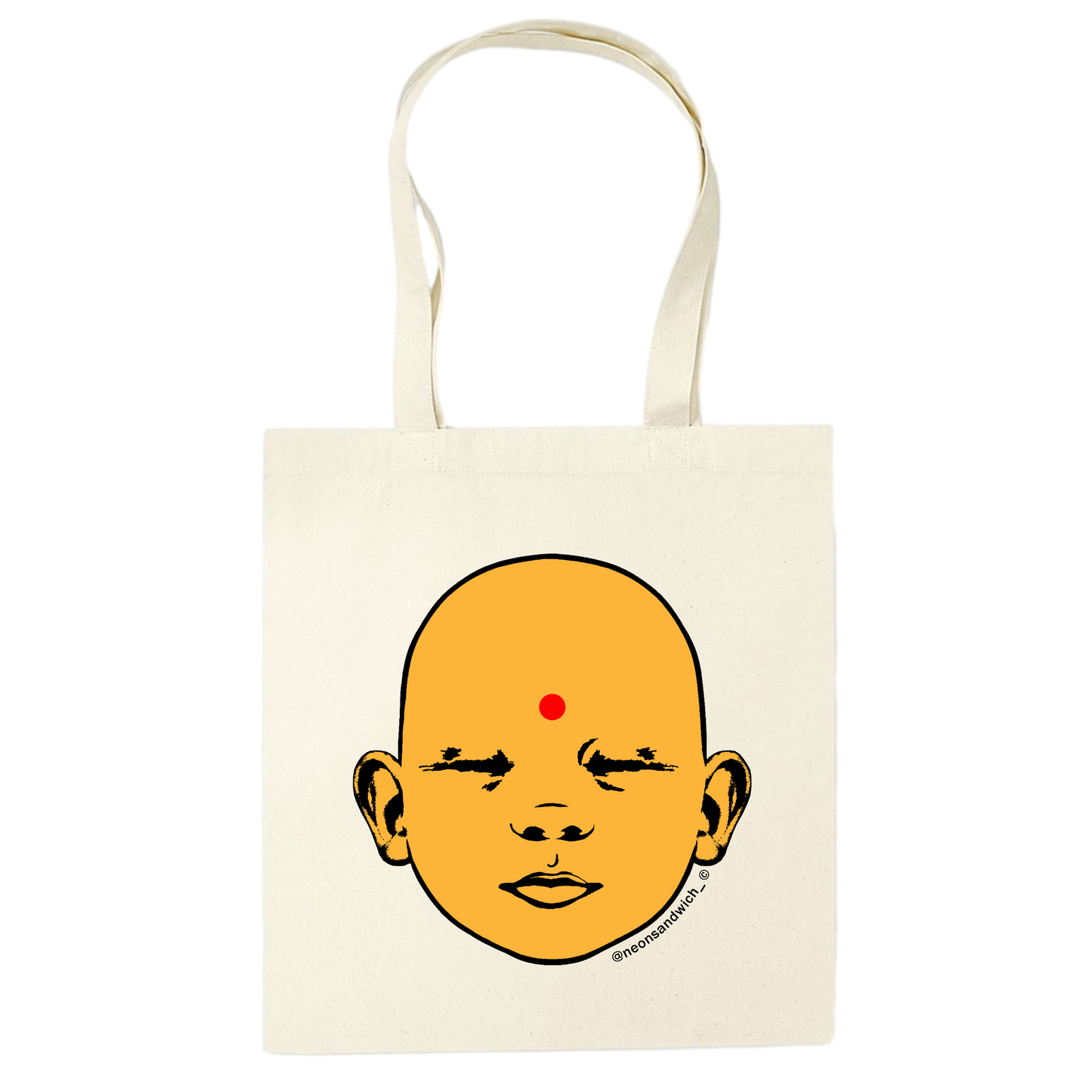 Yellow Baby Buddha Tote Bag Natural